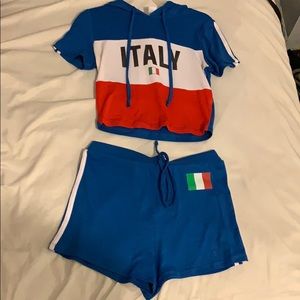 Matching Italy crop top and shorts set